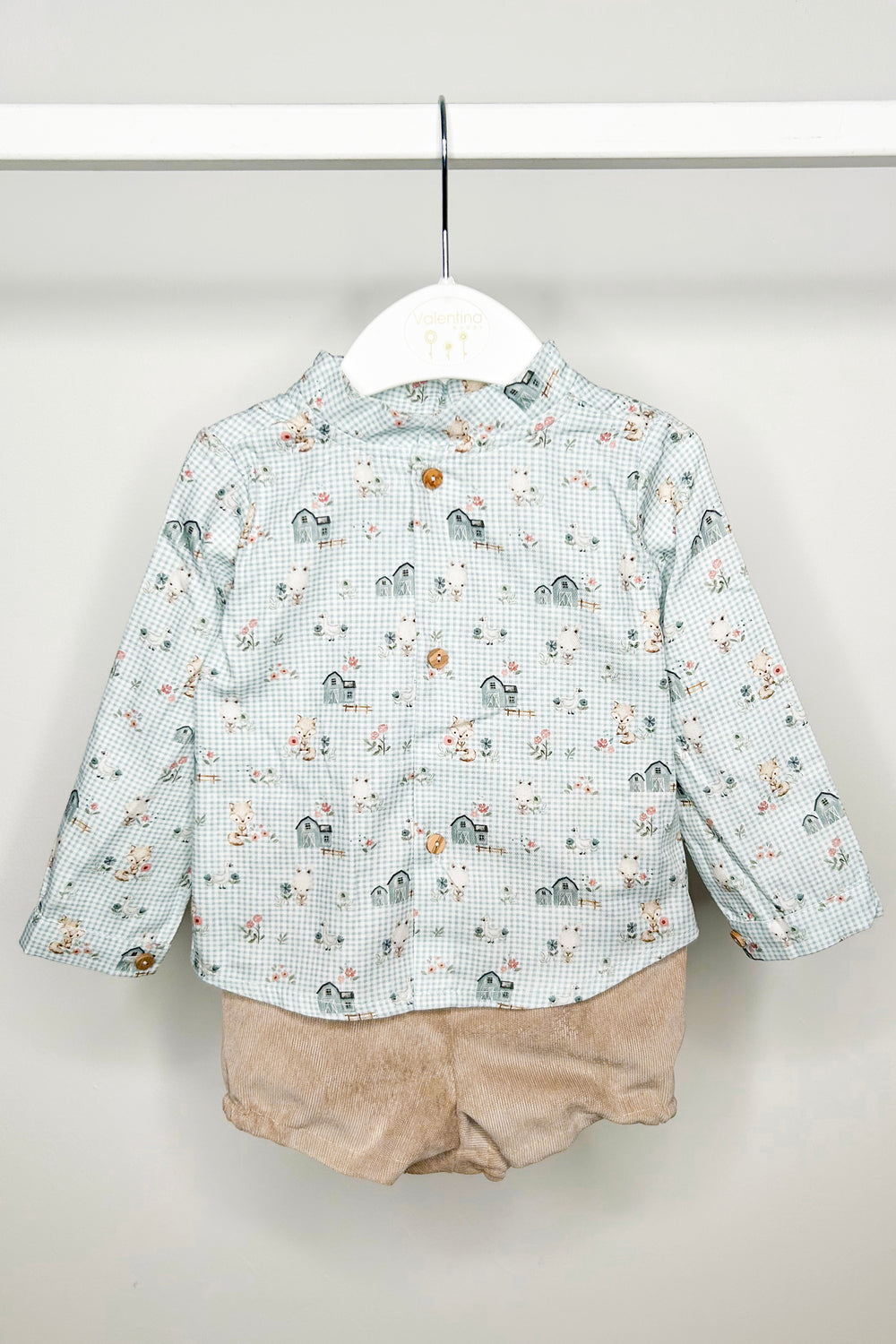 Valentina Bebes "Dominic" Teal Bunny Hoodie, Shirt & Shorts | Millie and John