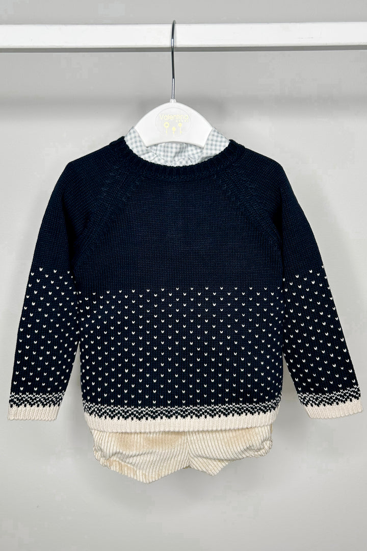 Valentina Bebes "Eugene" Navy Knit Jumper, Shirt & Shorts | Millie and John