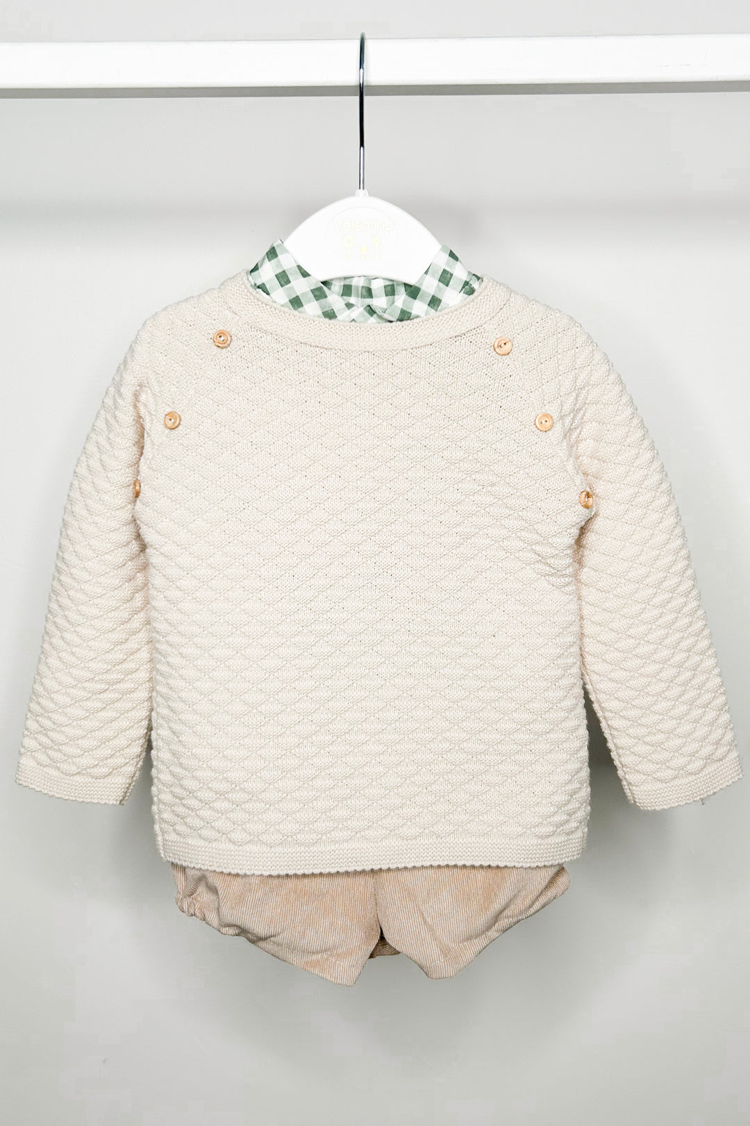 Valentina Bebes "Gregory" Stone Knit Jumper, Shirt & Shorts | Millie and John