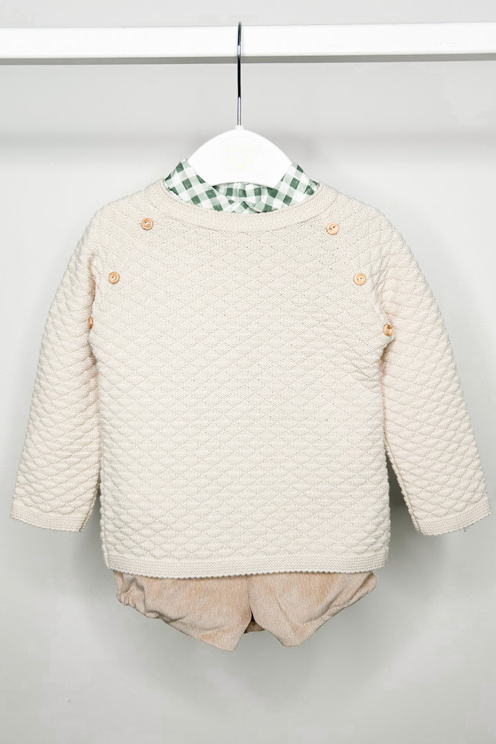 Valentina Bebes "Gregory" Stone Knit Jumper, Shirt & Shorts | Millie and John