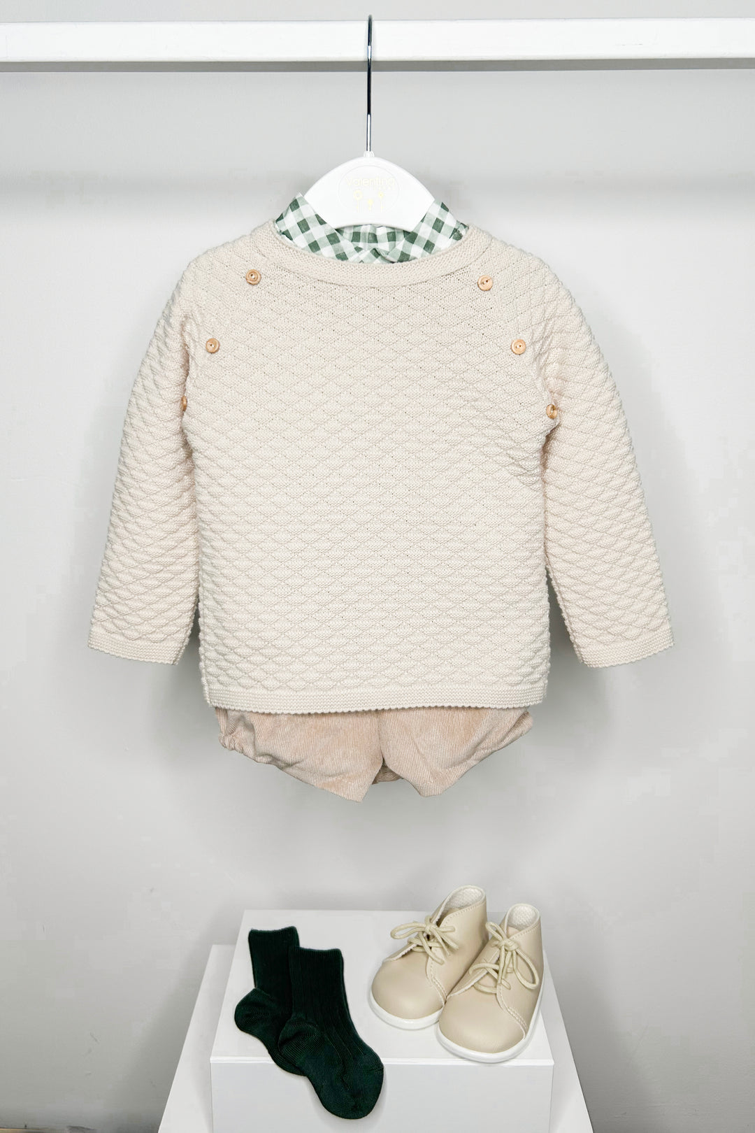 Valentina Bebes "Gregory" Stone Knit Jumper, Shirt & Shorts | Millie and John