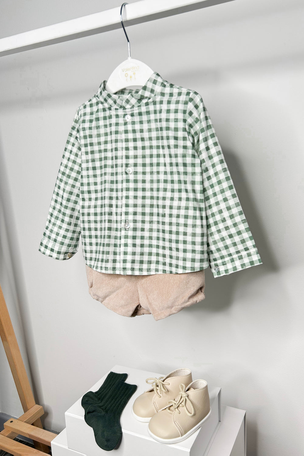 Valentina Bebes "Gregory" Stone Knit Jumper, Shirt & Shorts | Millie and John
