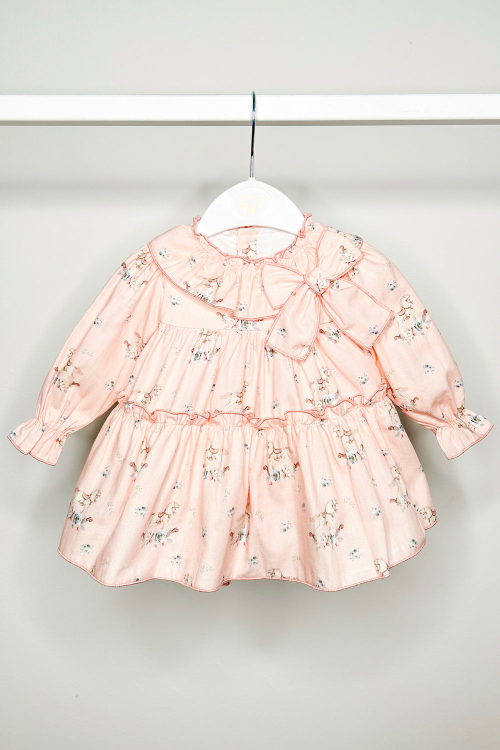 Valentina Bebes "Etta" Salmon Pink Carousel Pony Dress & Bloomers | Millie and John