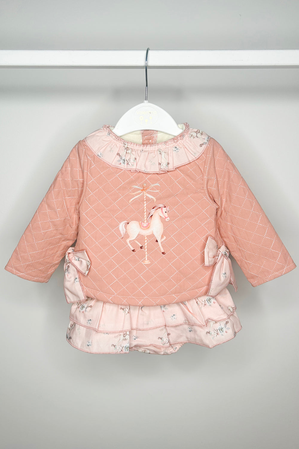 Valentina Bebes "Mya" Salmon Pink Carousel Pony Top & Skort | Millie and John