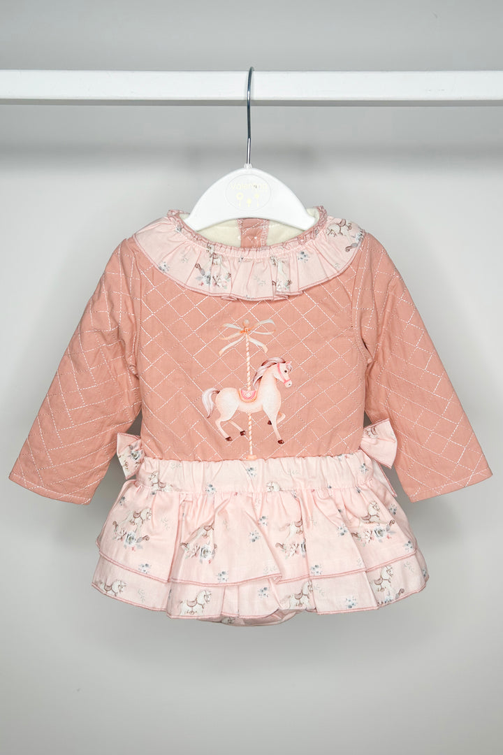Valentina Bebes "Mya" Salmon Pink Carousel Pony Top & Skort | Millie and John