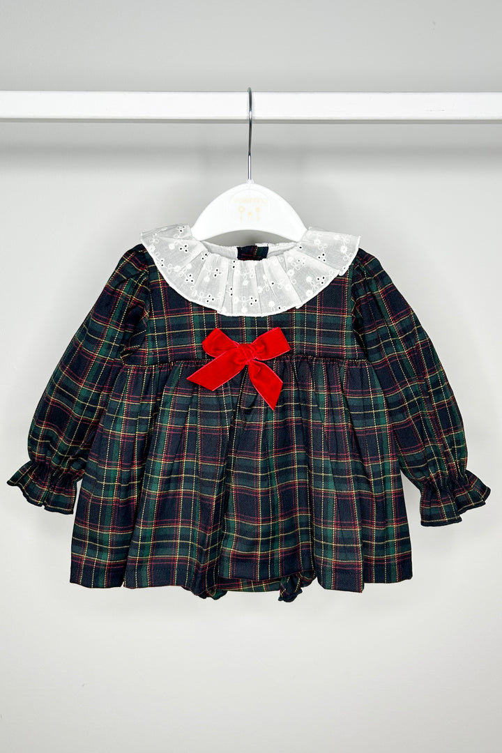 Valentina Bebes "Agatha" Navy Tartan Dress & Bloomers | Millie and John