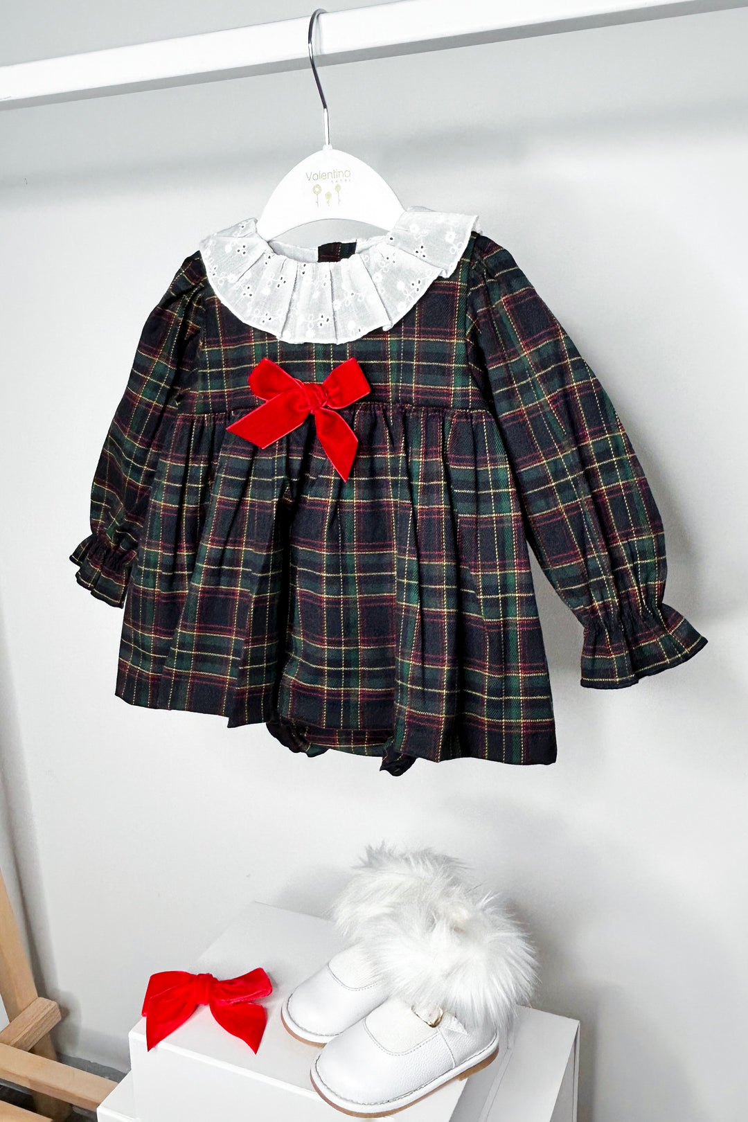 Valentina Bebes "Agatha" Navy Tartan Dress & Bloomers | Millie and John