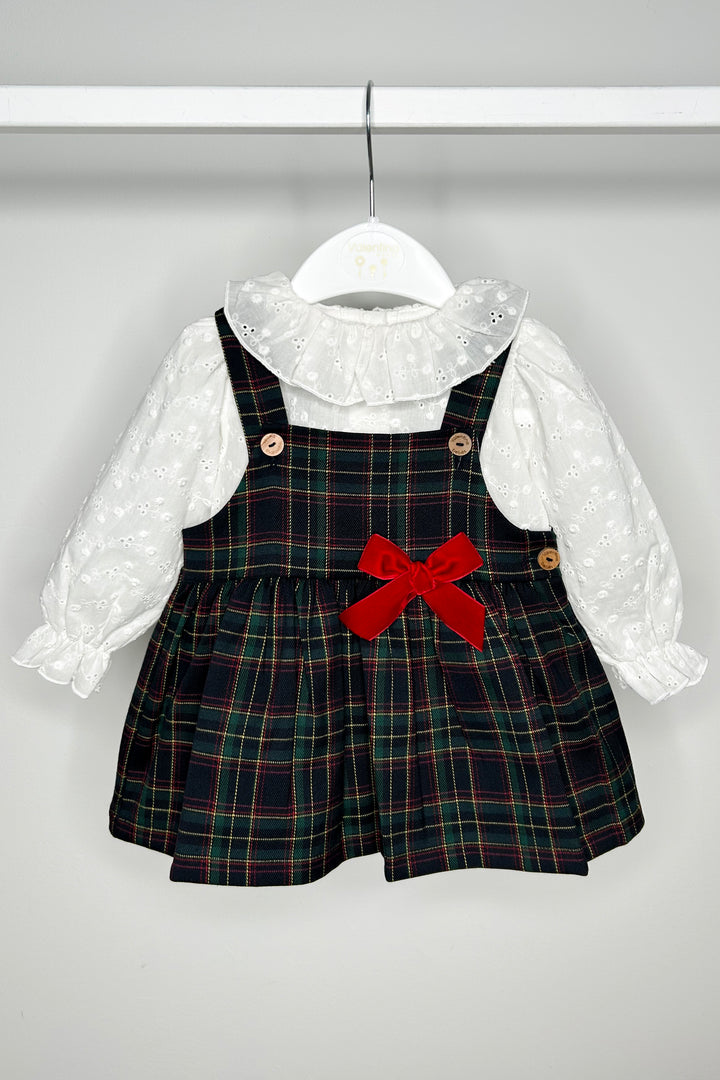Valentina Bebes "Florence" Navy Tartan Pinafore Dress Set | Millie and John