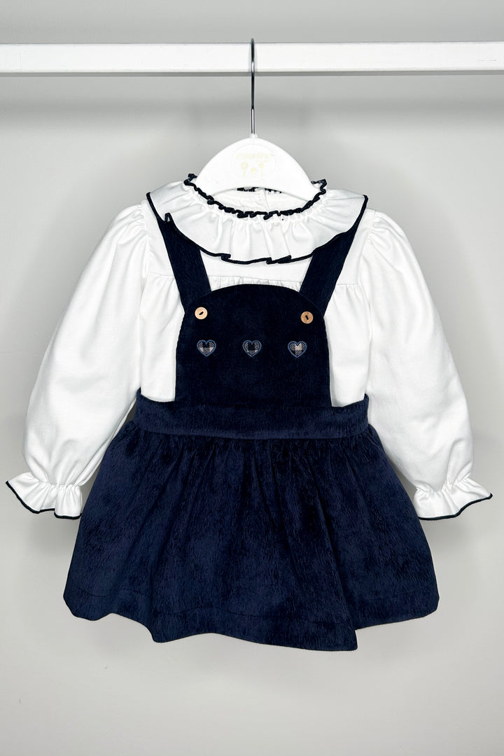 Valentina Bebes "Annabelle" Navy Cord Pinafore Dress Set | Millie and John