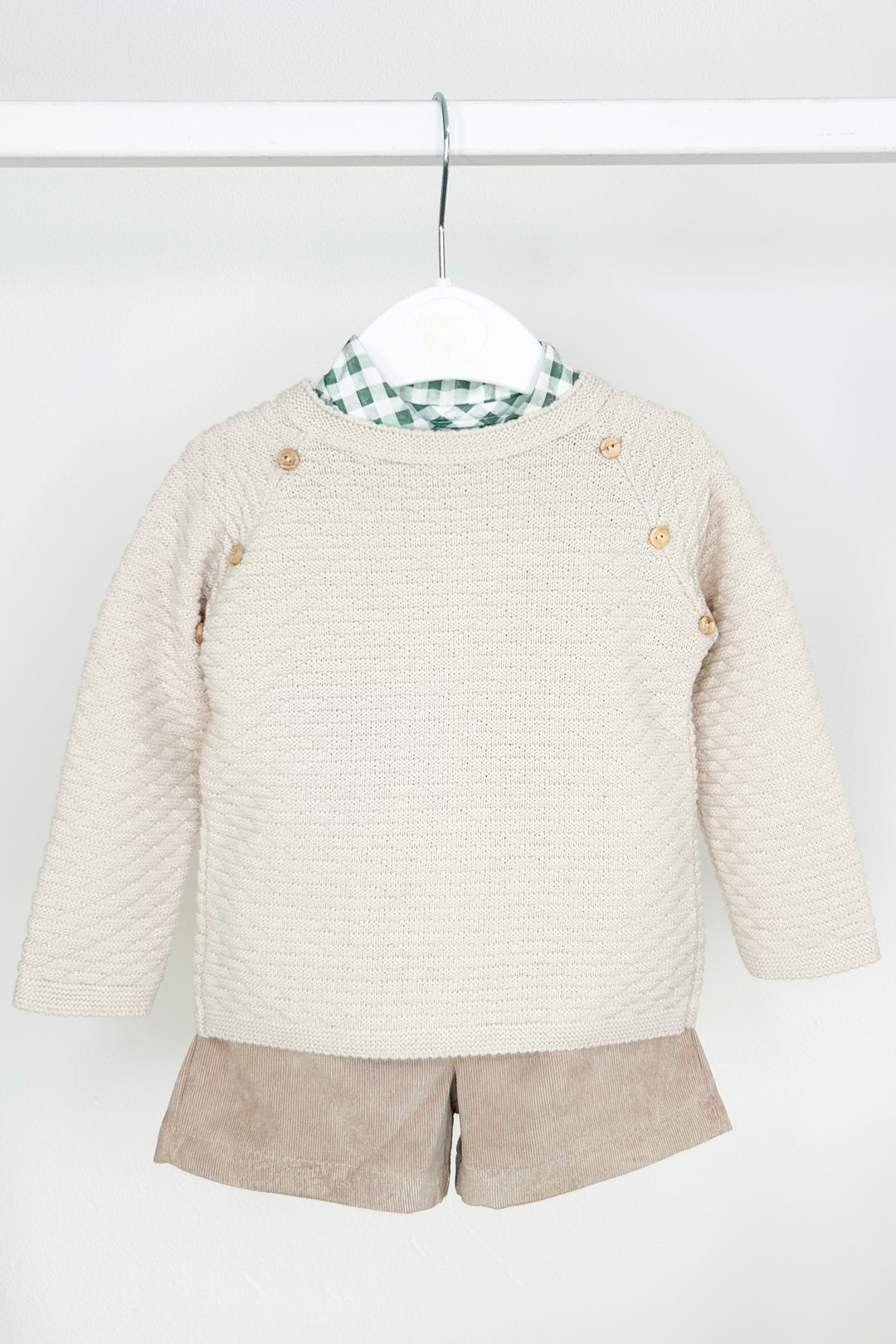 Valentina Bebes "Gregory" Stone Knit Jumper, Shirt & Shorts | Millie and John