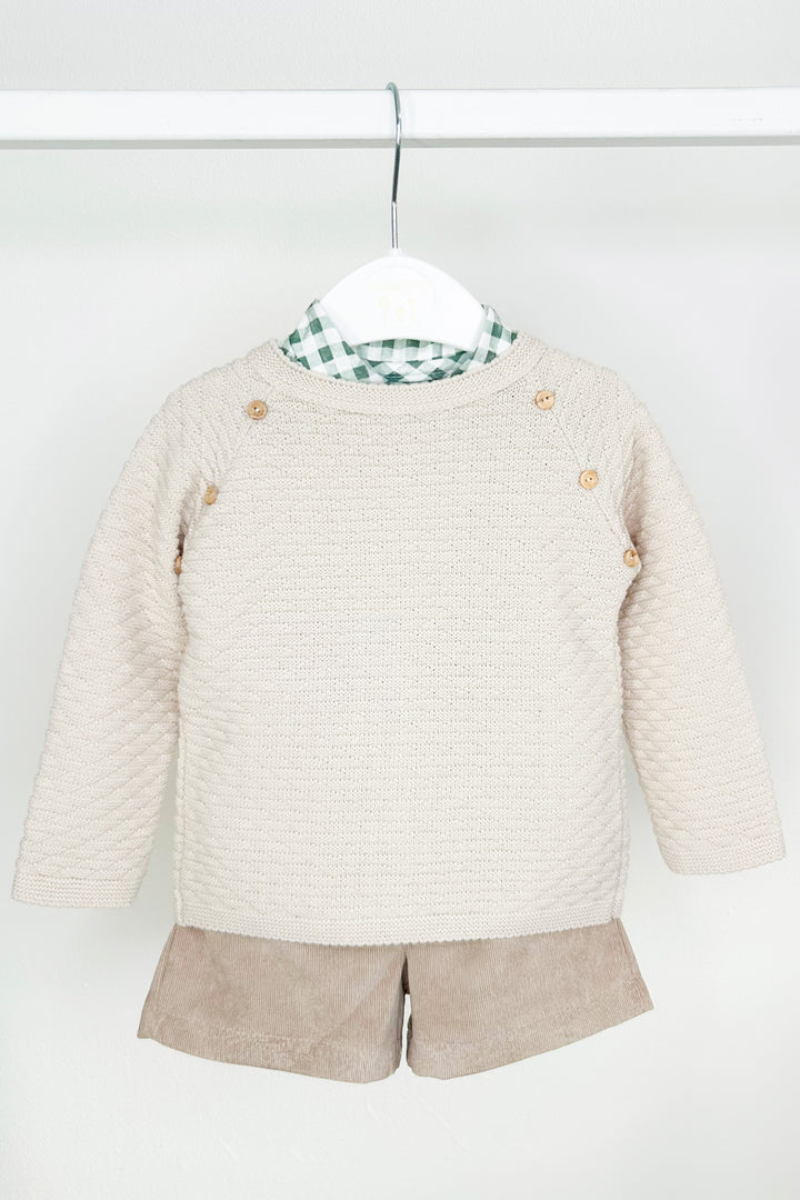 Valentina Bebes "Gregory" Stone Knit Jumper, Shirt & Shorts | Millie and John
