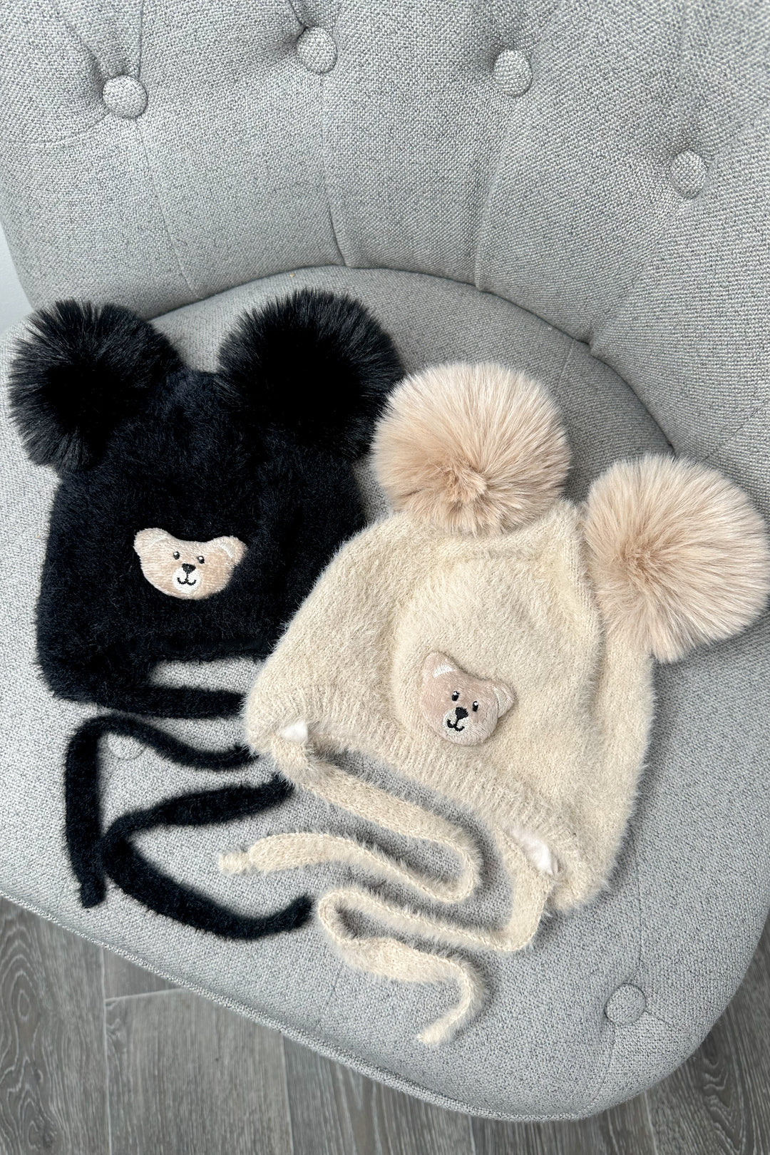 Jamiks Fluffy Black Cashmere Teddy Pom Pom Hat | Millie and John