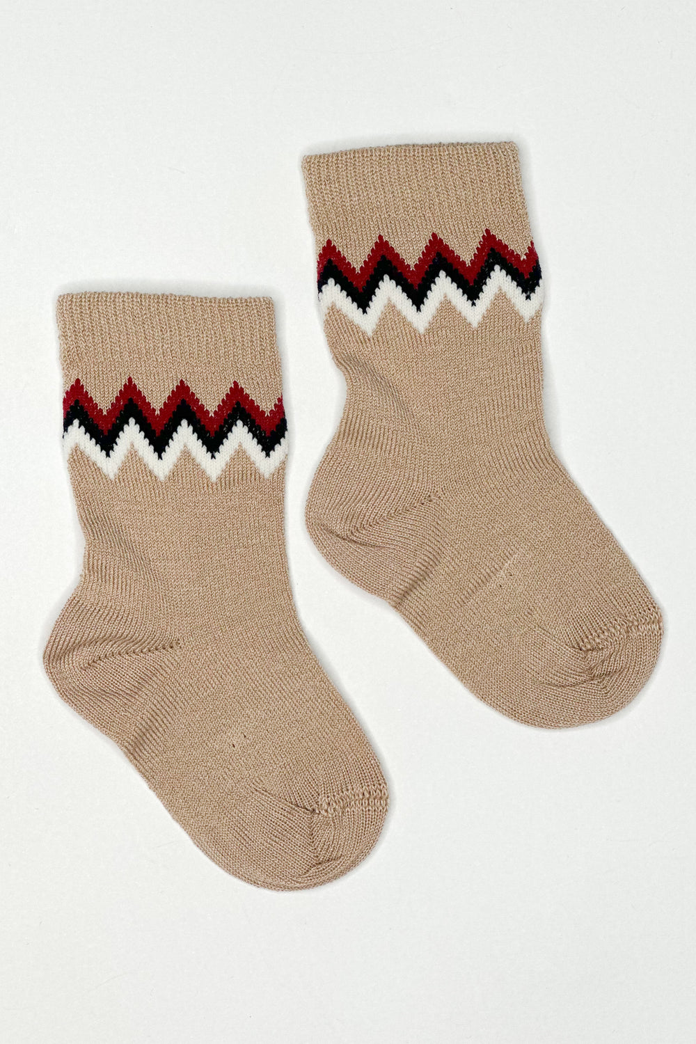Meia Pata Beige Zig Zag Knee High Socks | Millie and John