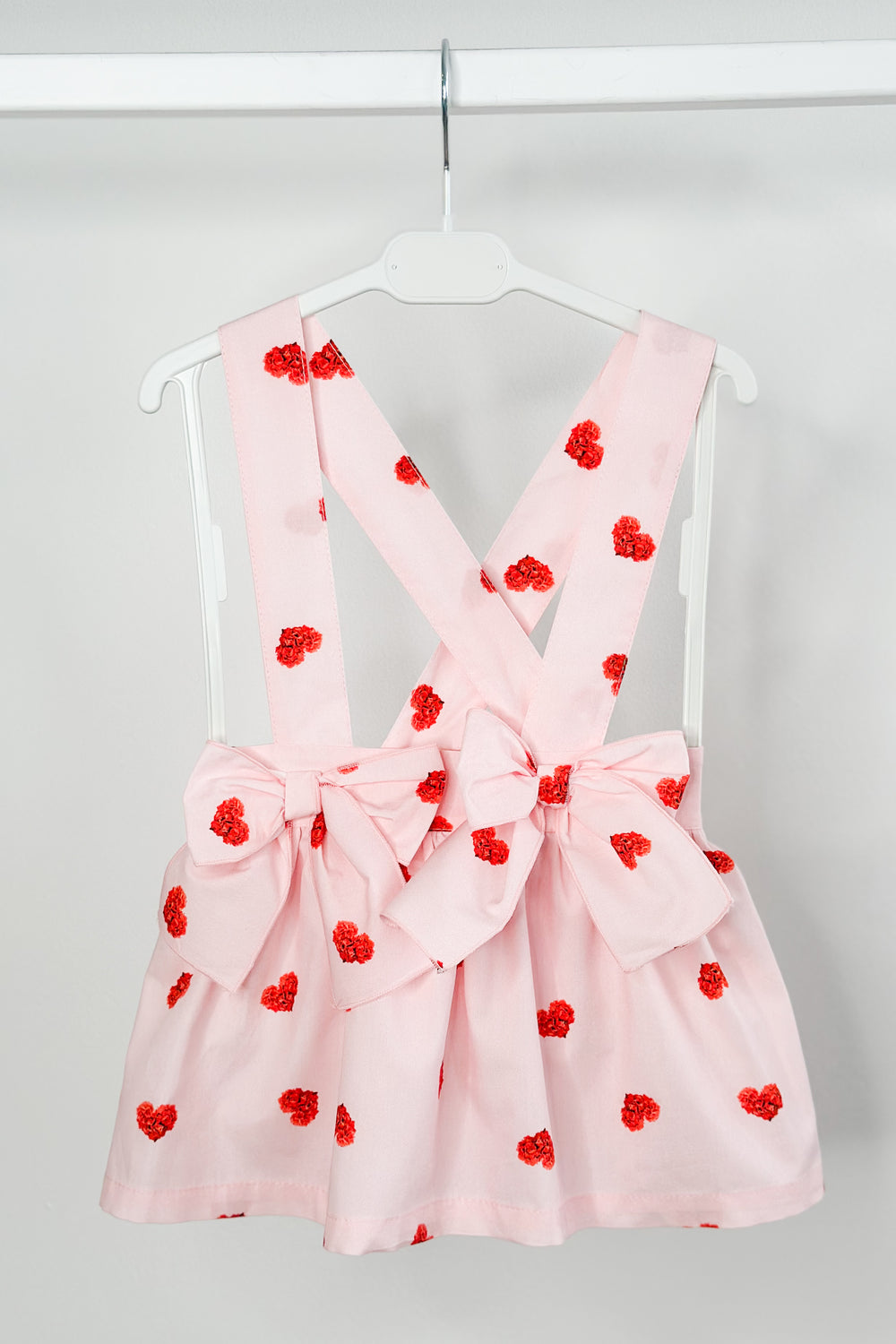 Phi "Roxy" Pink Floral Heart Pinafore Skirt | Millie and John