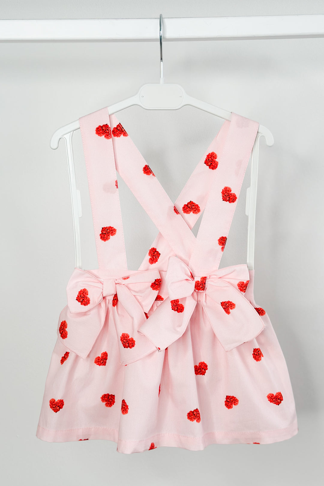 Phi "Roxy" Pink Floral Heart Pinafore Skirt | Millie and John
