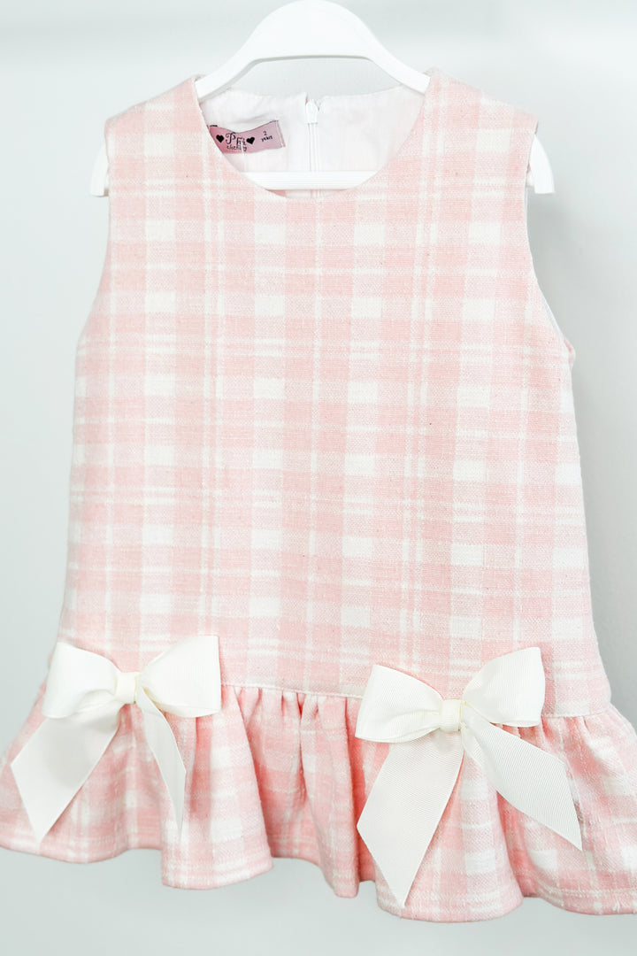 Phi "Elle" Pink Plaid Drop Waist Dress | Millie and John