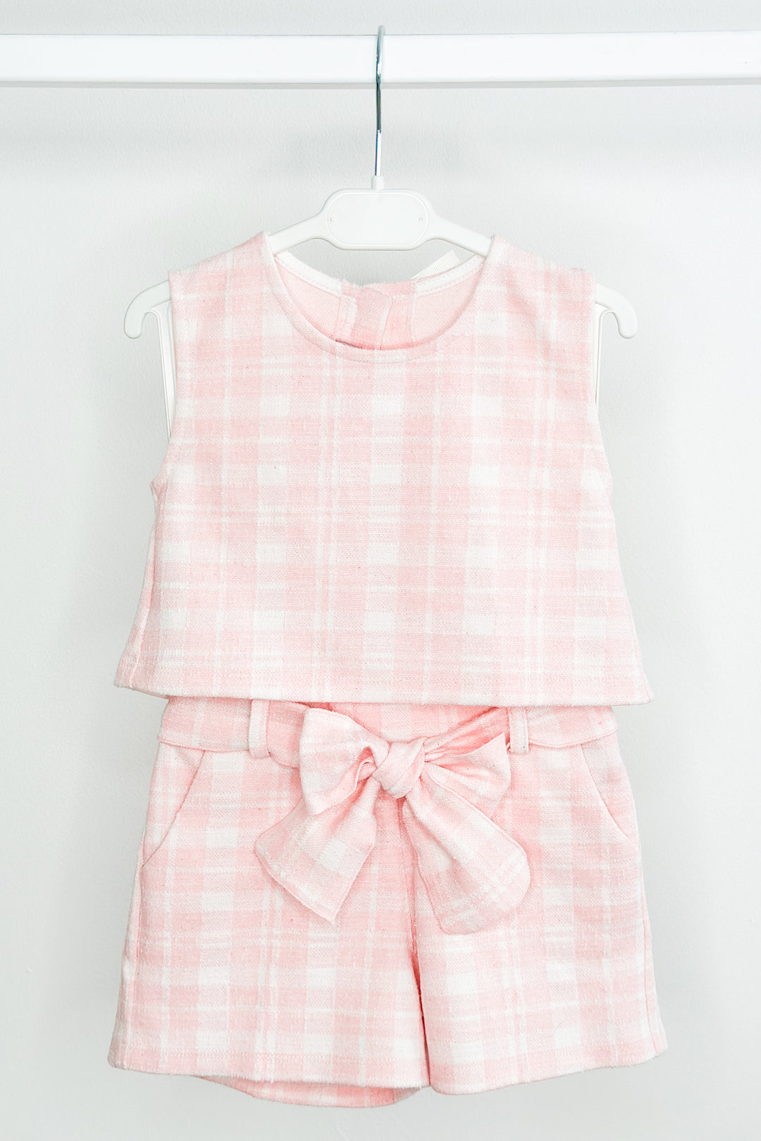 Phi "Blair" Pink Plaid Bow Blouse & Shorts | Millie and John