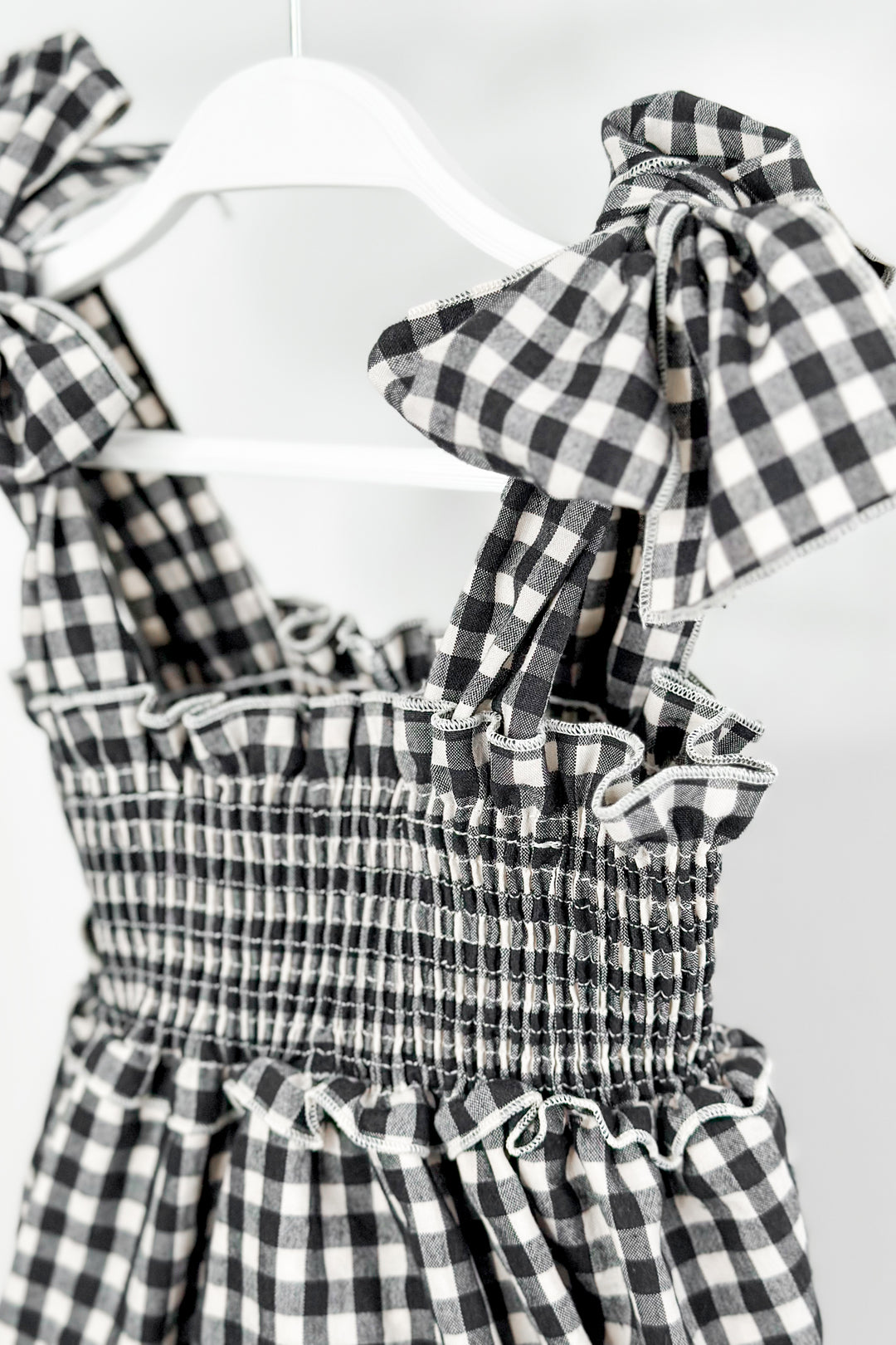 Phi "Halston" Black & White Gingham Romper | Millie and John