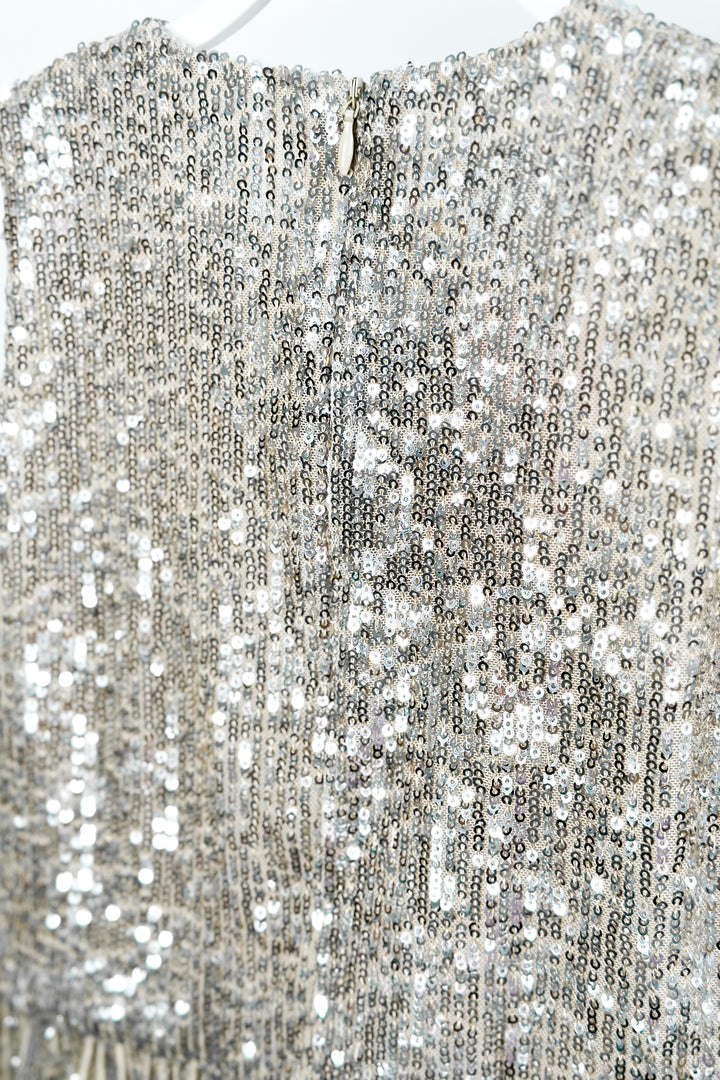 Phi "Ariella" Champagne Sequin Drop Waist Dress | Millie and John