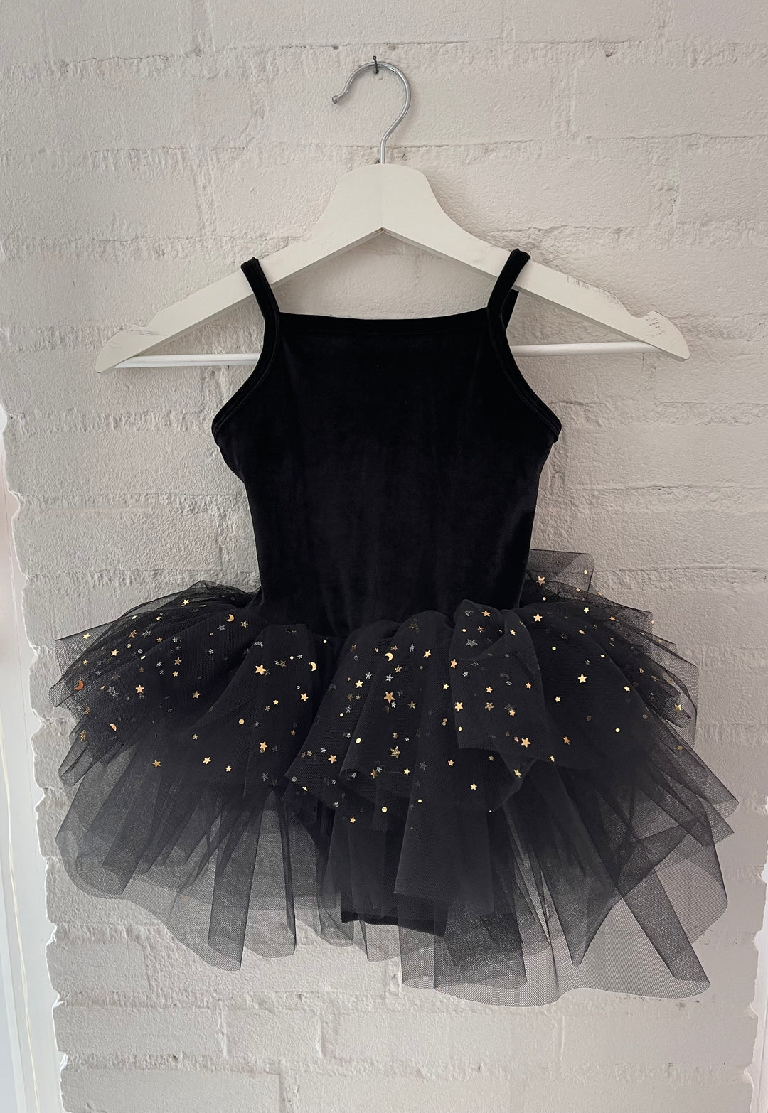 DOLLY by Le Petit Tom Black Velvet Celestial Tulle Ballerina Dress | Millie and John