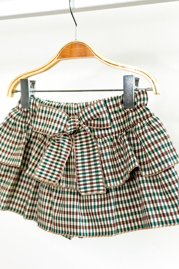 Phi "Mazie" Brown & Green Houndstooth Skort | Millie and John