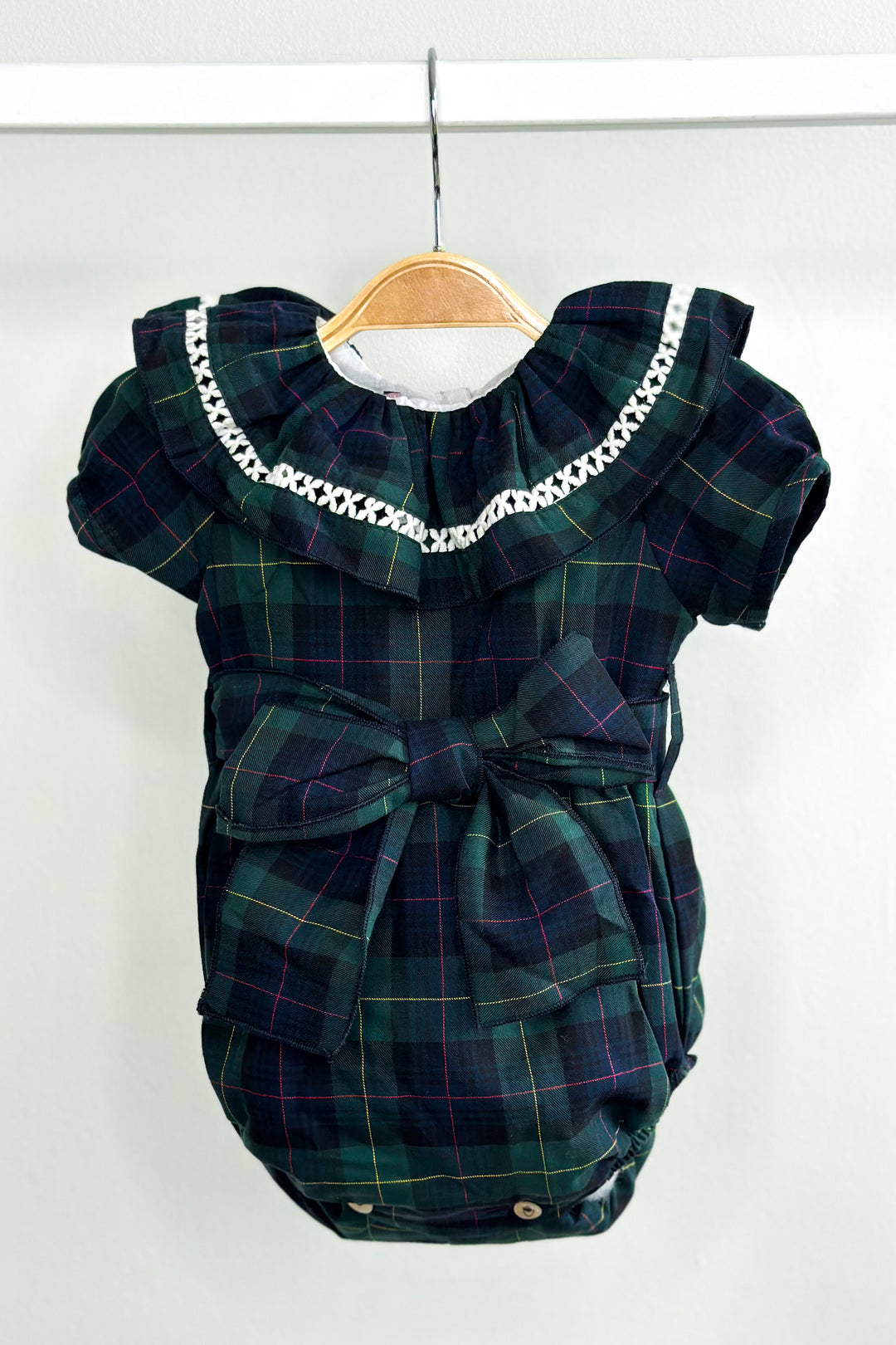 Phi "Juniper" Green & Navy Tartan Romper | Millie and John