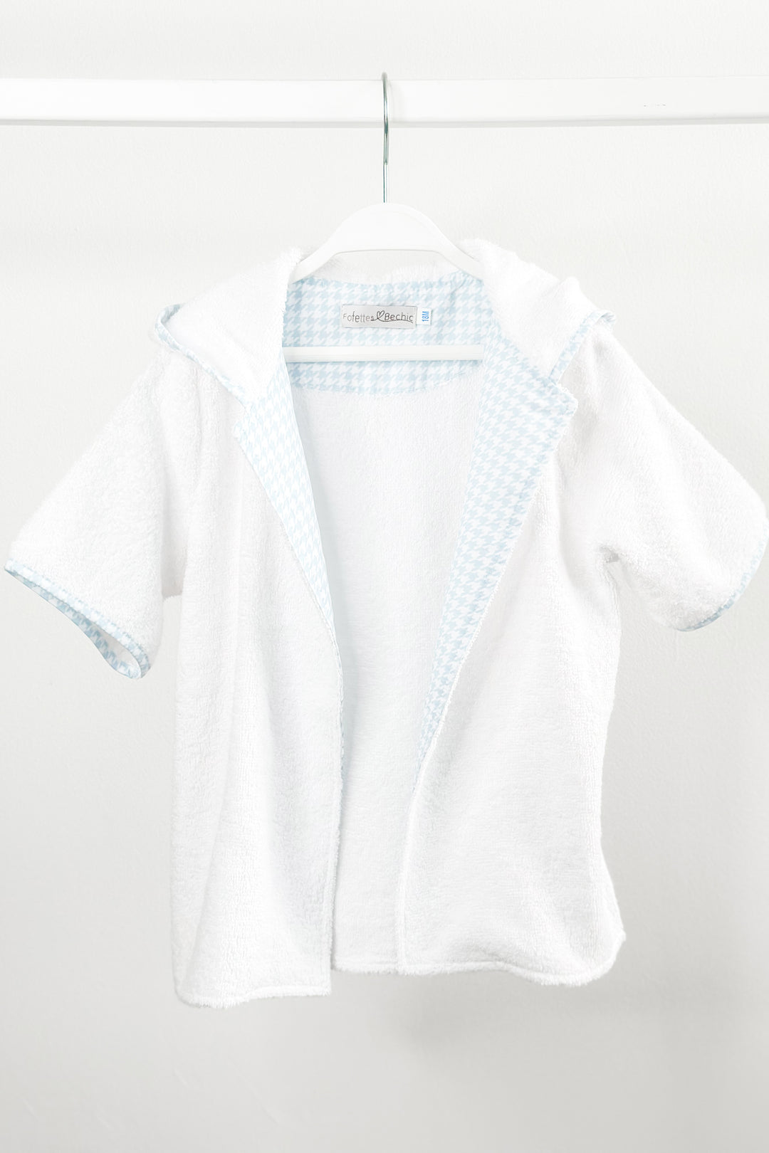 Fofettes "Oakley" Pale Blue Houndstooth Towelling Hoodie | Millie and John