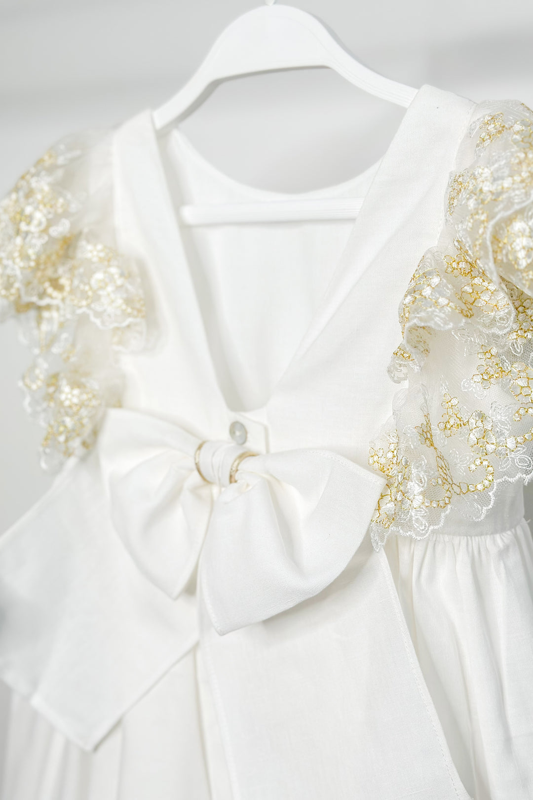 Fofettes "Haven" Ivory Gold Lace Sleeve Dress | Millie and John