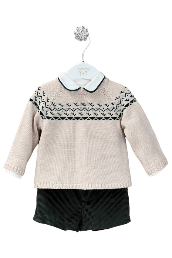 Valentina Bebes PREORDER "Adriel" Stone Jumper, Shirt & Cord Shorts | Millie and John