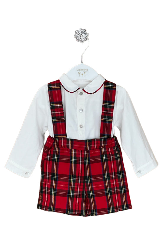 Valentina Bebes PREORDER "Colin" Shirt & Red Tartan Shorts | Millie and John