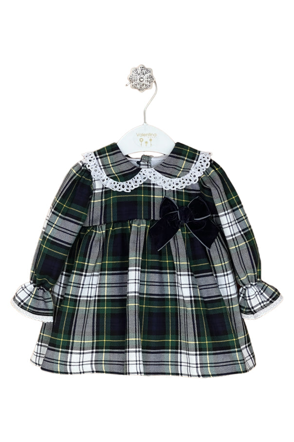 Valentina Bebes PREORDER "Kennedy" Bottle Green Tartan Dress & Bloomers | Millie and John