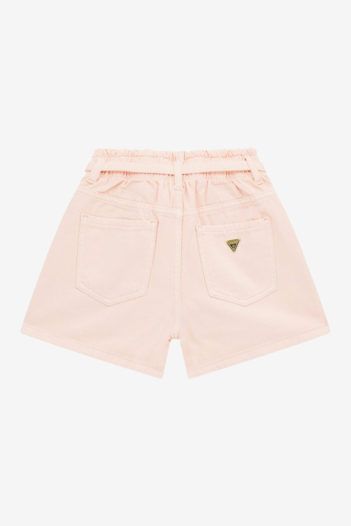 GUESS® Kids "Emery" Peach Diamanté Logo T-Shirt & Denim Shorts | Millie and John