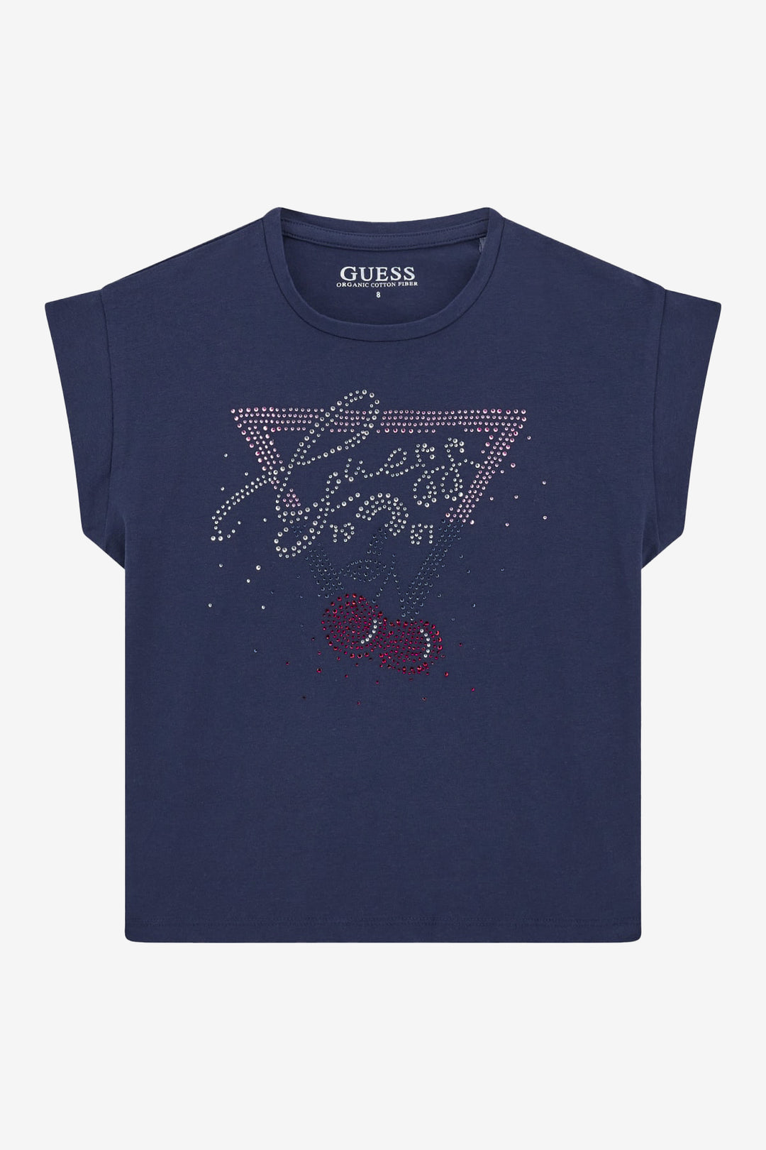GUESS® Kids "Celeste" Navy Diamanté Cherry T-Shirt | Millie and John