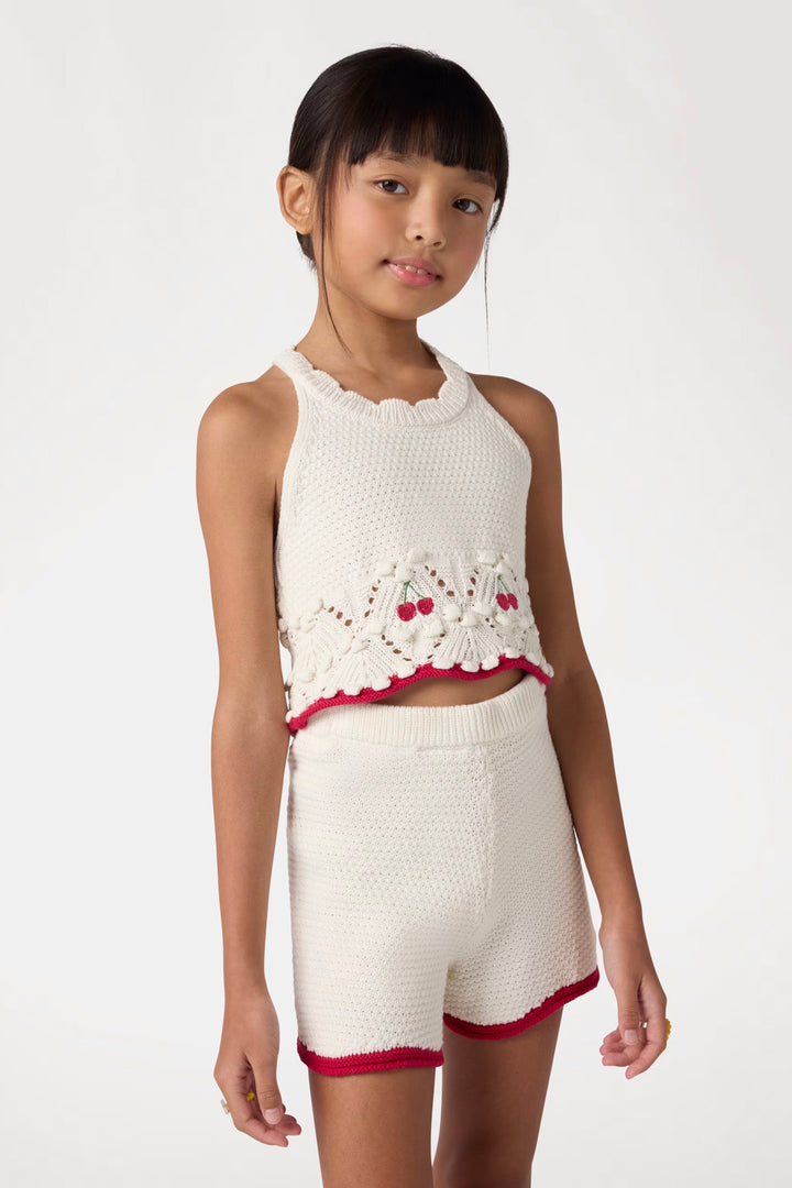 GUESS® Kids "Edie" Ivory & Red Knitted Cherry Top & Shorts | Millie and John