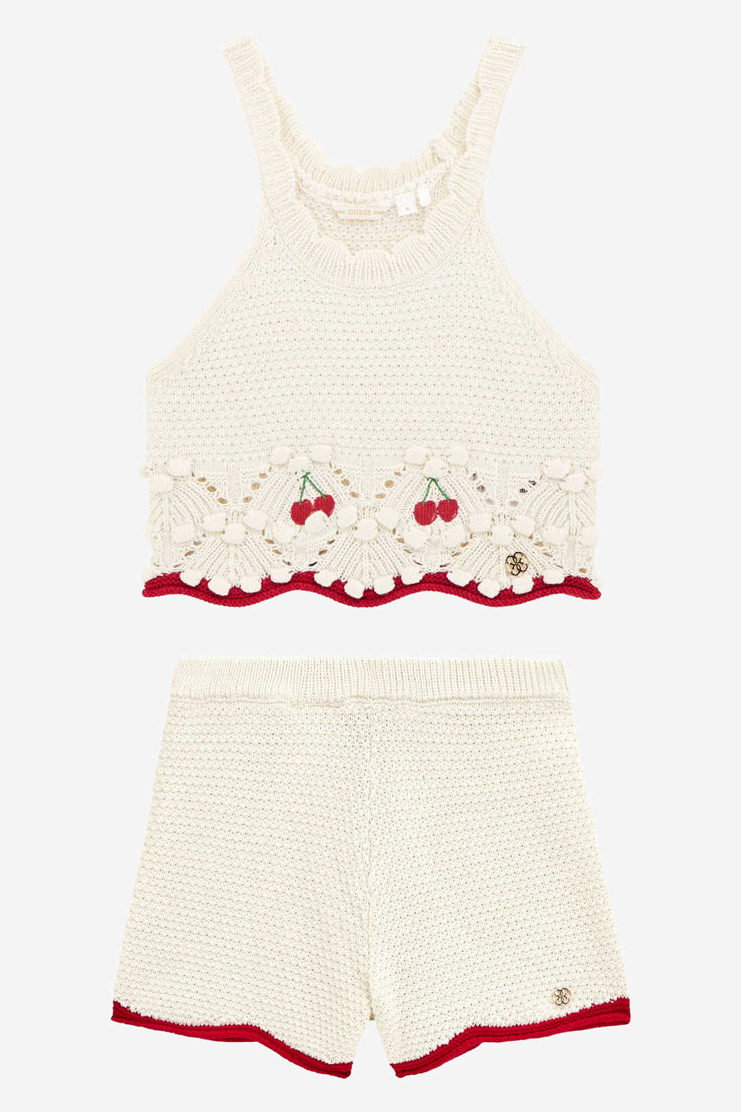 GUESS® Kids "Edie" Ivory & Red Knitted Cherry Top & Shorts | Millie and John