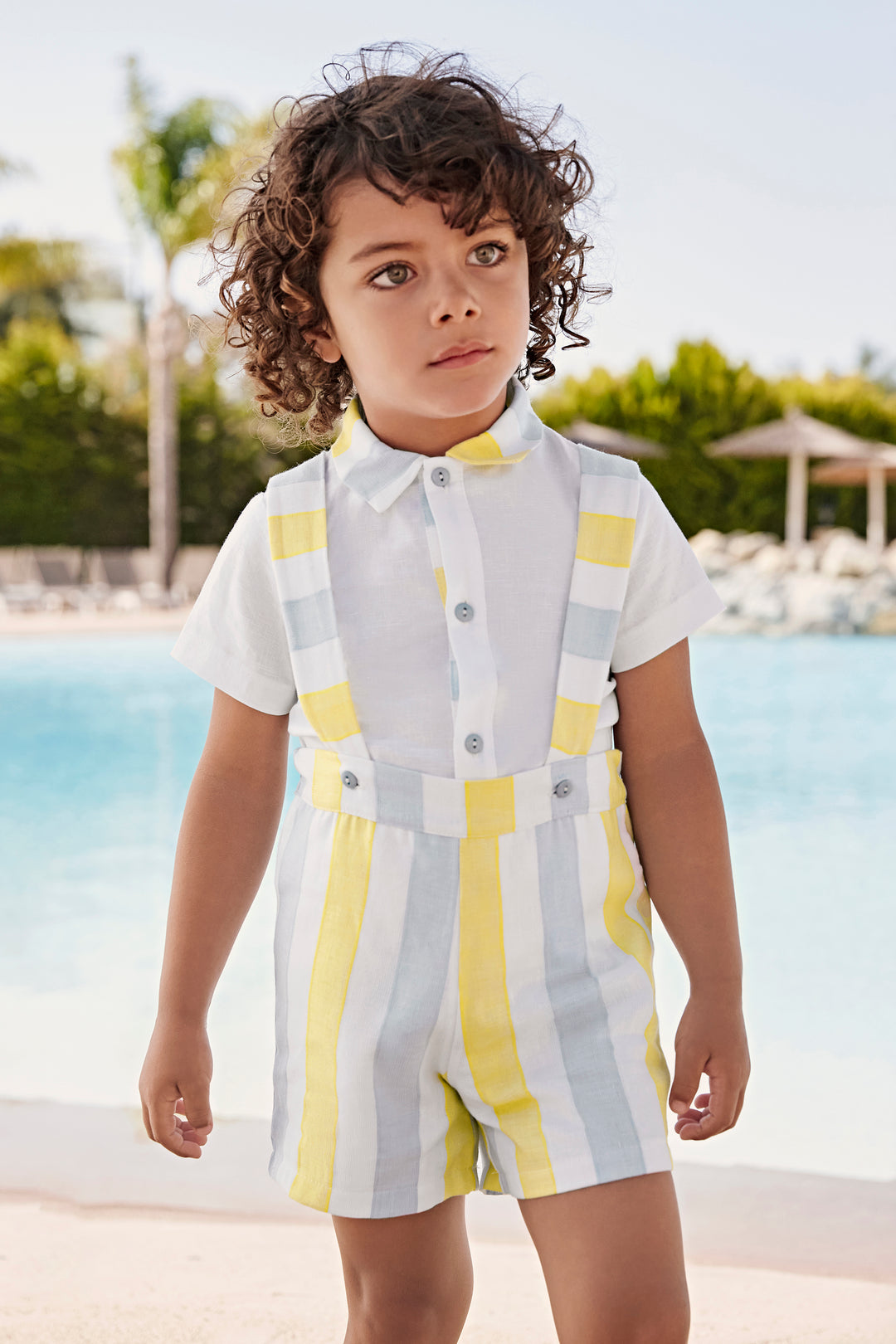 Juliana "Reid" Yellow & Blue Striped Shirt & Shorts | Millie and John