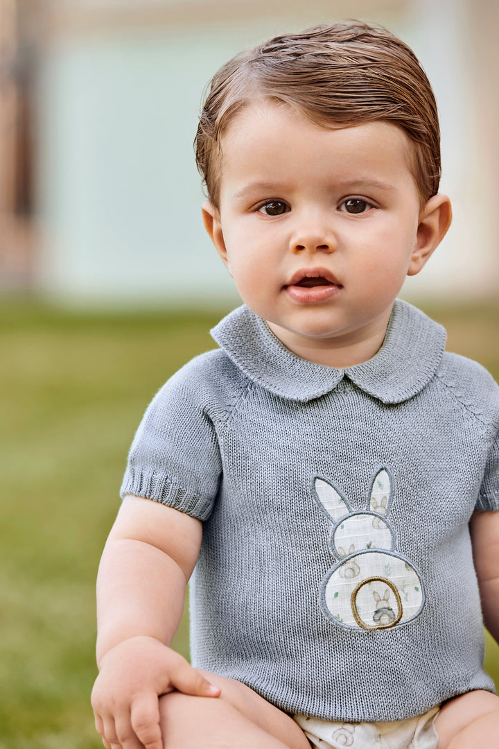 Juliana "Taylor" Sky Blue Knit Bunny Top & Jam Pants | Millie and John