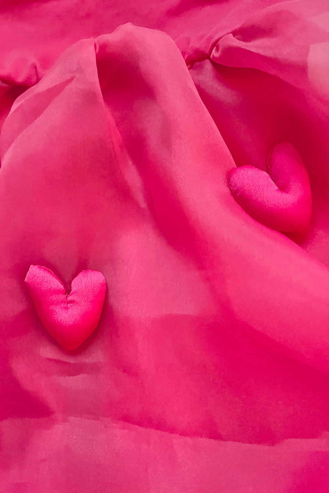 DOLLY by Le Petit Tom Hot Pink Satin Organza Heart Puffball Dress | Millie and John