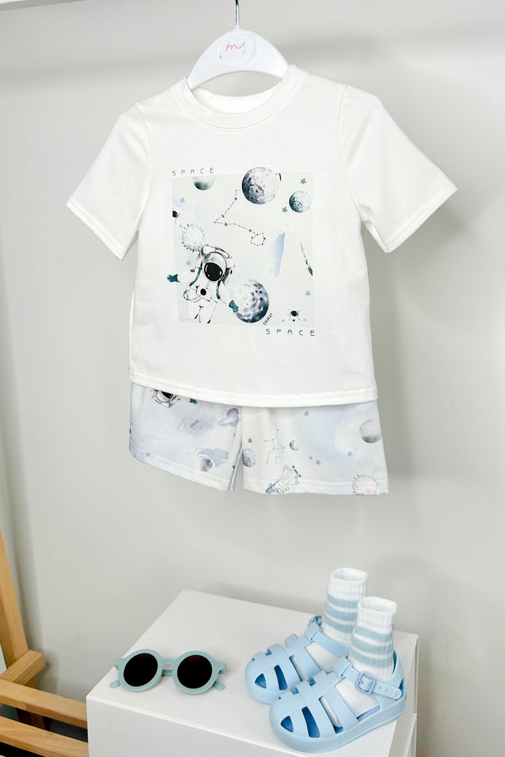 Jamiks "Jackson" Ivory & Blue Astronaut T-Shirt & Shorts | Millie and John