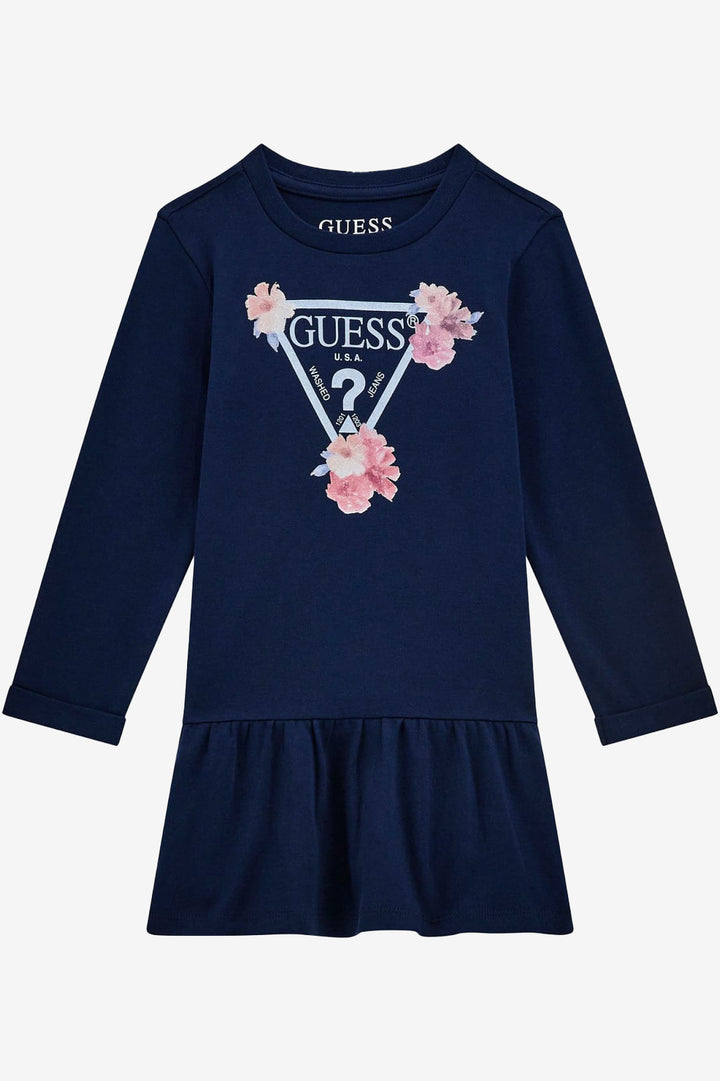 GUESS® Kids "Georgina" Navy Floral Drop Waist Dress | Millie and John