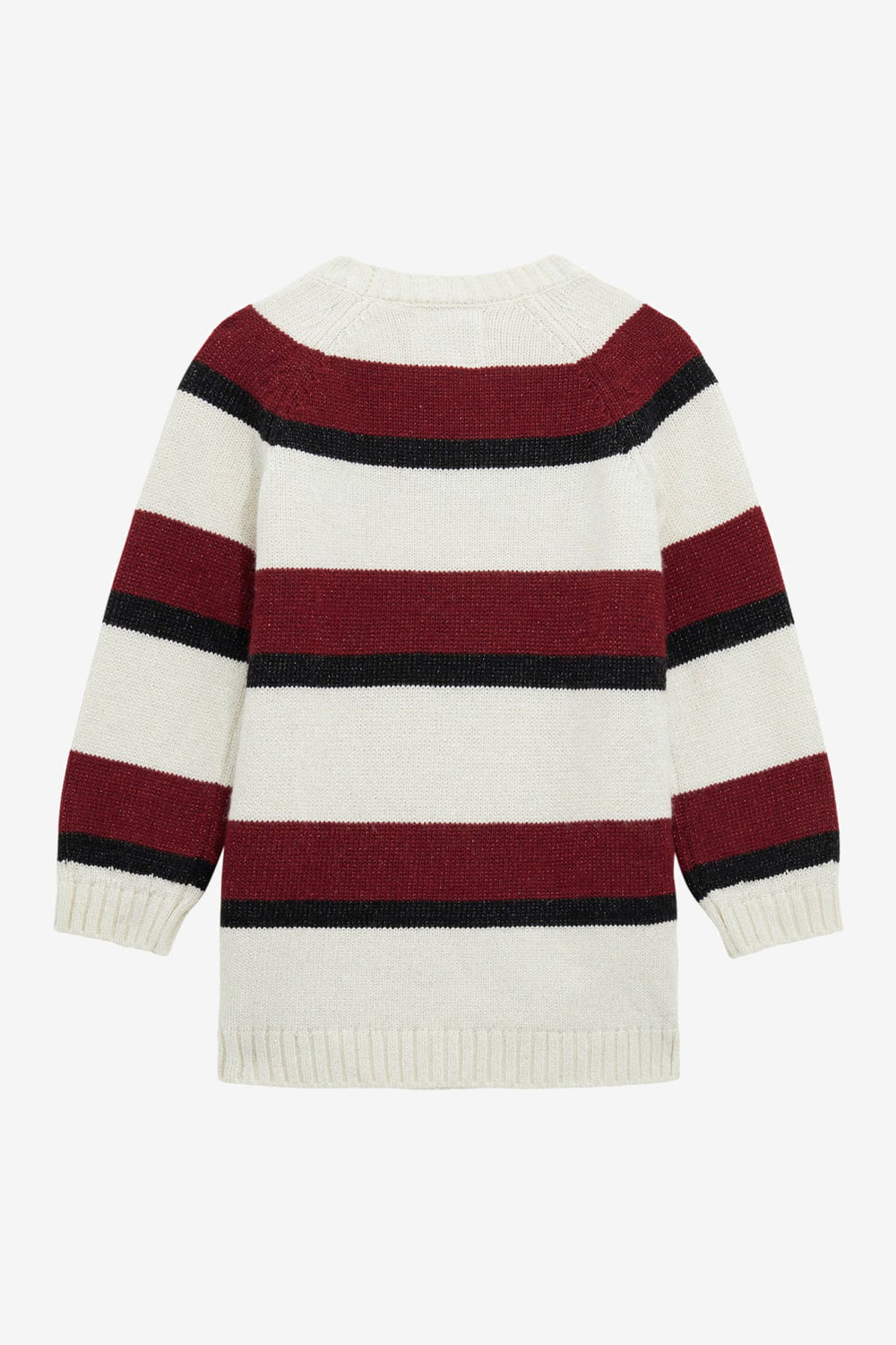 GUESS® Kids "Cassie" Sparkly Ivory, Burgundy & Black Knit Jumper Dress | Millie and John
