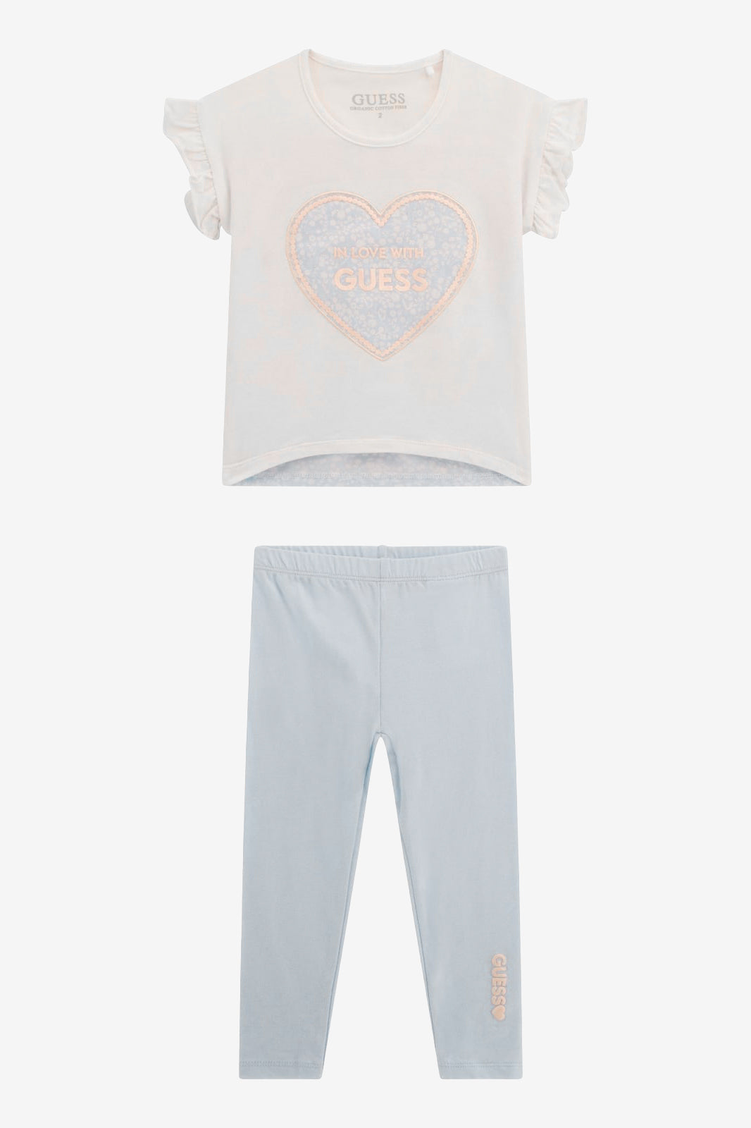 GUESS® Kids "Hallie" Blue Floral Heart T-Shirt & Leggings | Millie and John