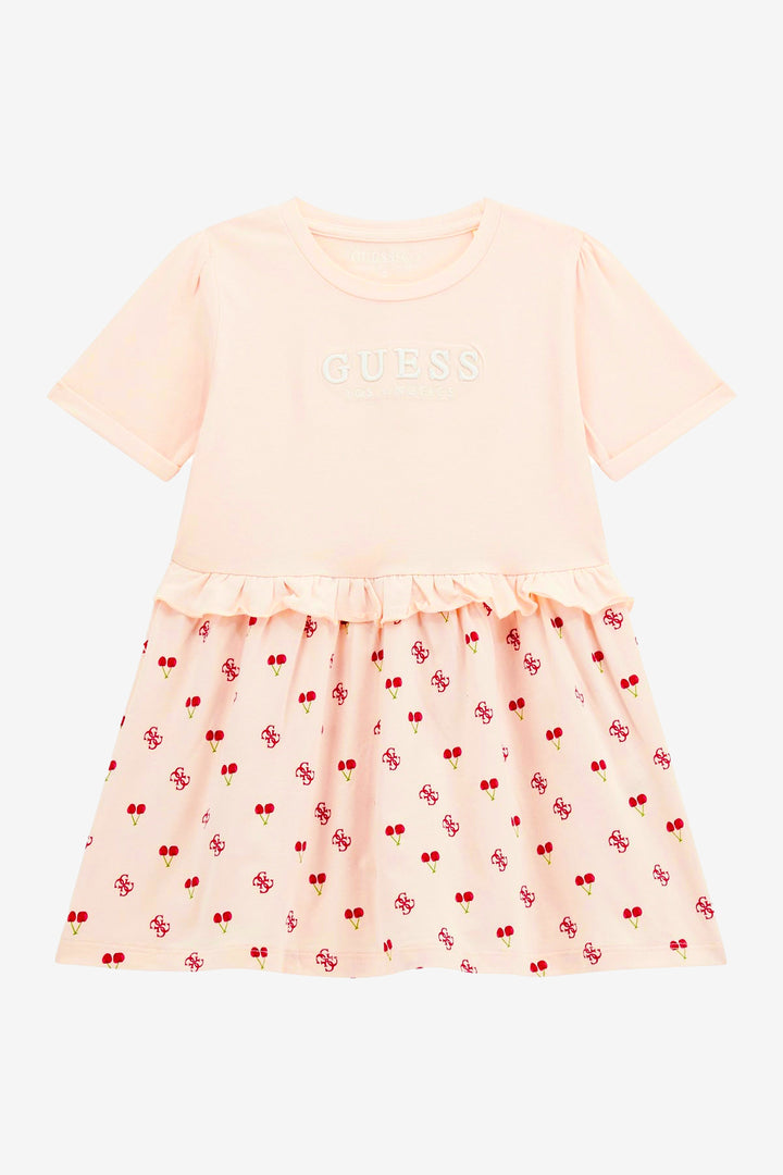 GUESS® Kids "Suki" Peach & Red Cherry Print Dress | Millie and John