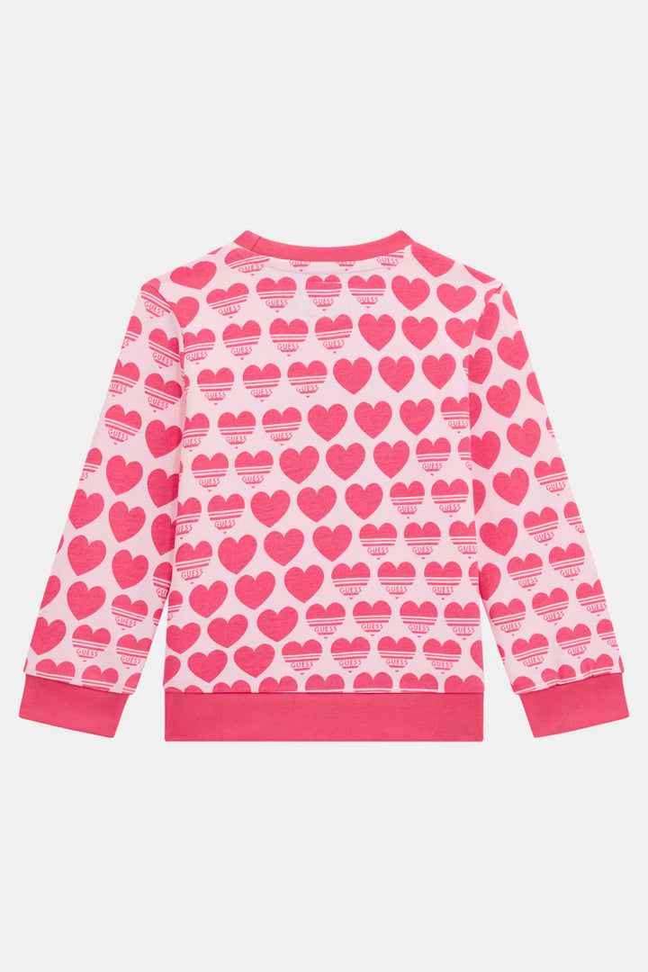 GUESS® Kids "Lila" Cerise Heart Print Sweatshirt & Reversible Leggings | Millie and John