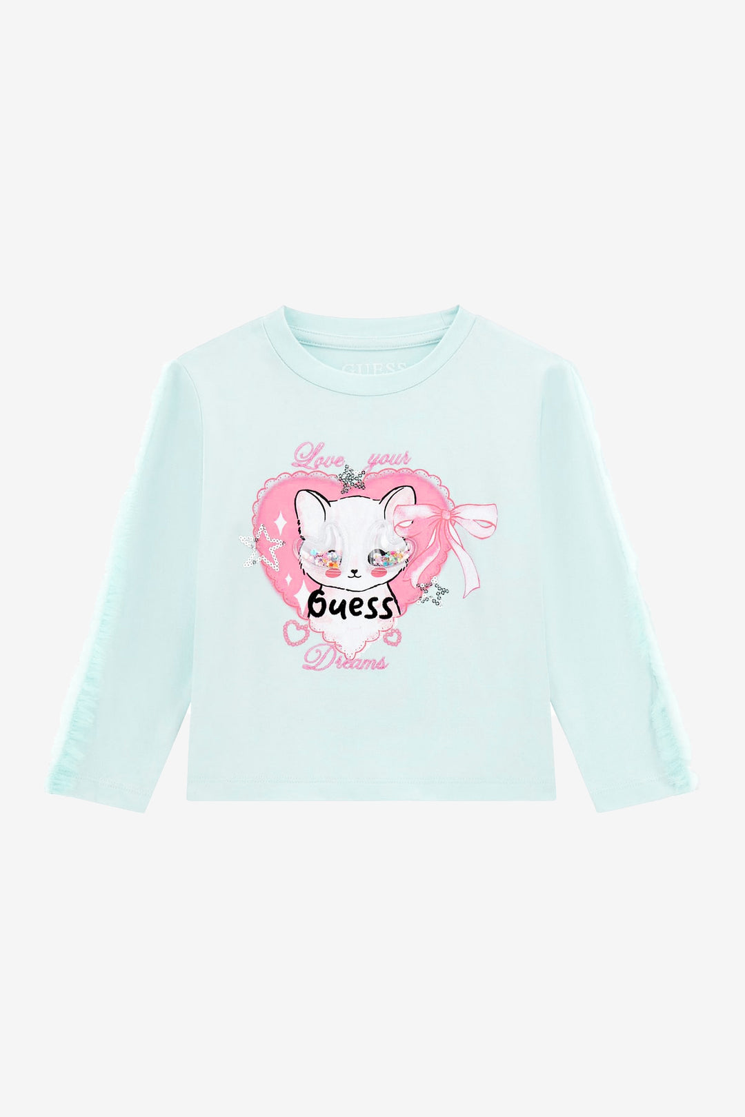 GUESS® Kids "Lyla" Aqua & Pink Cat Tulle Top | Millie and John