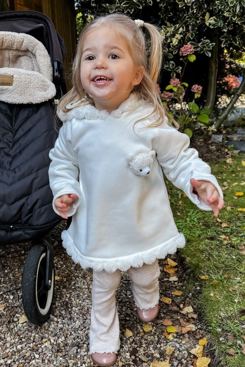 Jamiks "Elina" Ivory Pom Pom Teddy Hoodie Tunic | Millie and John