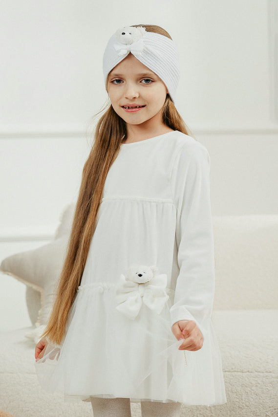 Jamiks "Lisbeth" Ivory Velour Tulle Teddy Dress | Millie and John
