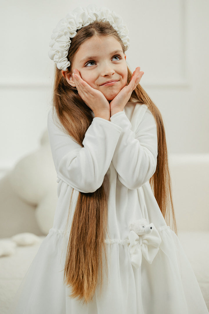 Jamiks "Lisbeth" Ivory Velour Tulle Teddy Dress | Millie and John
