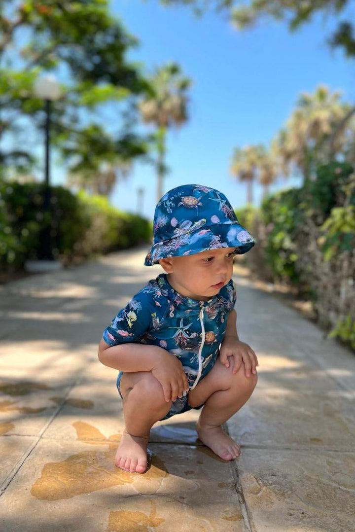 Jamiks "Lonnie" Teal Sea Life Sunhat | Millie and John