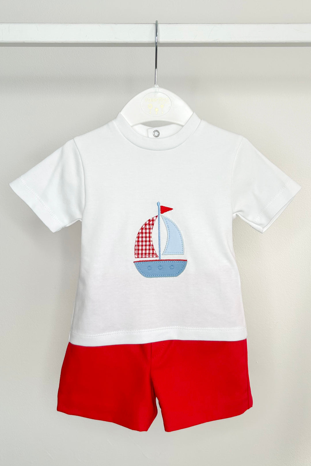 Valentina Bebés "Heath" Red Gingham Shirt, T-Shirt & Shorts | Millie and John